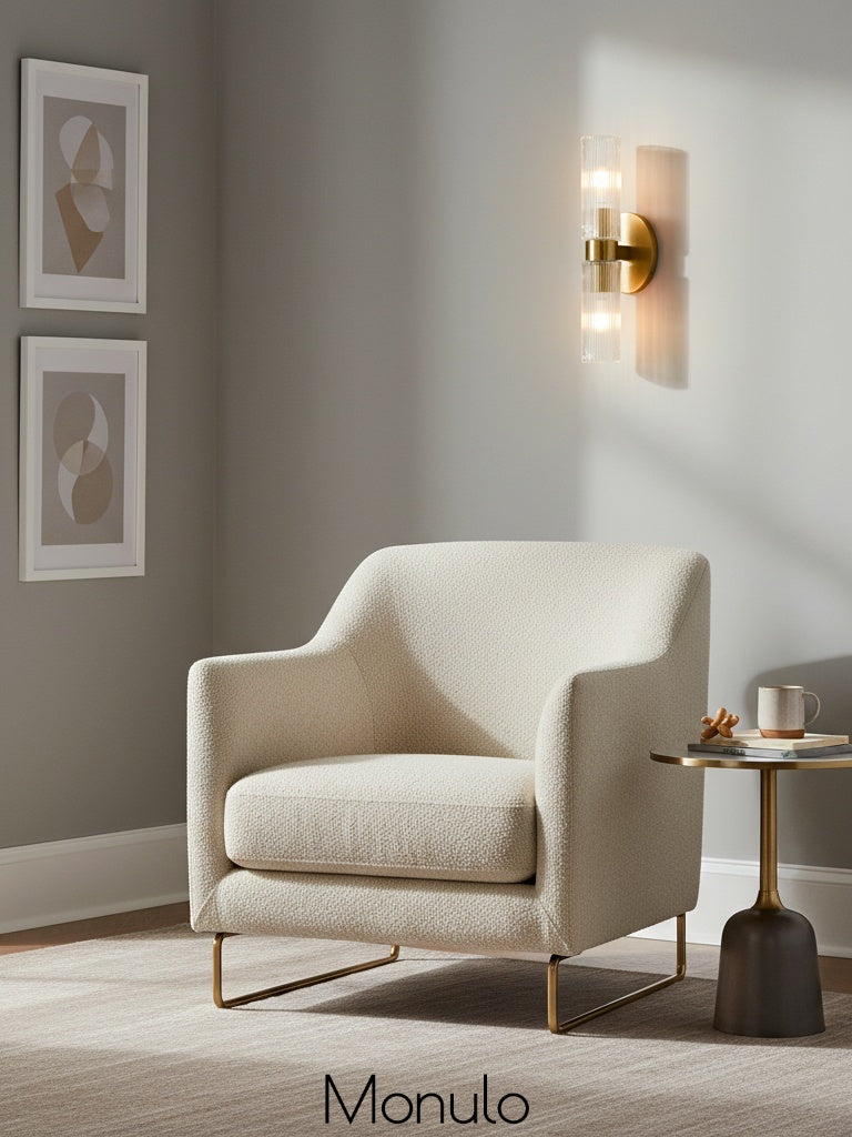 Wandlamp met dubbele geribbelde glazen buizen – hedendaagse wandverlichting voor hal en entree | Sansoti