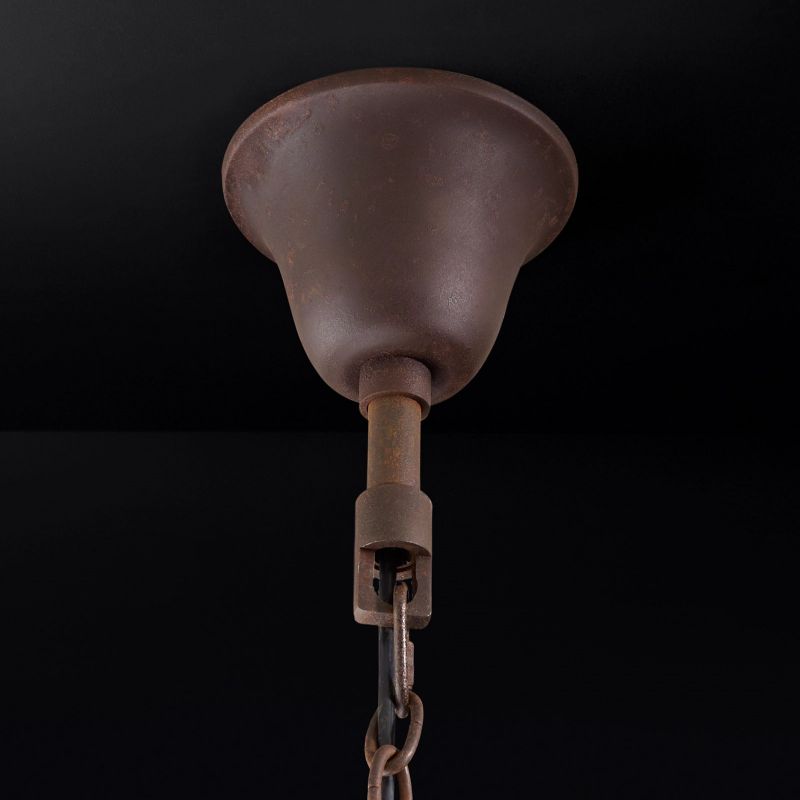 Lustre rond en fer et cristal, 102 cm, laiton antique, brun rouille, 25 sources lumineuses, dimmable, pour salle à manger et salon | Sansoti