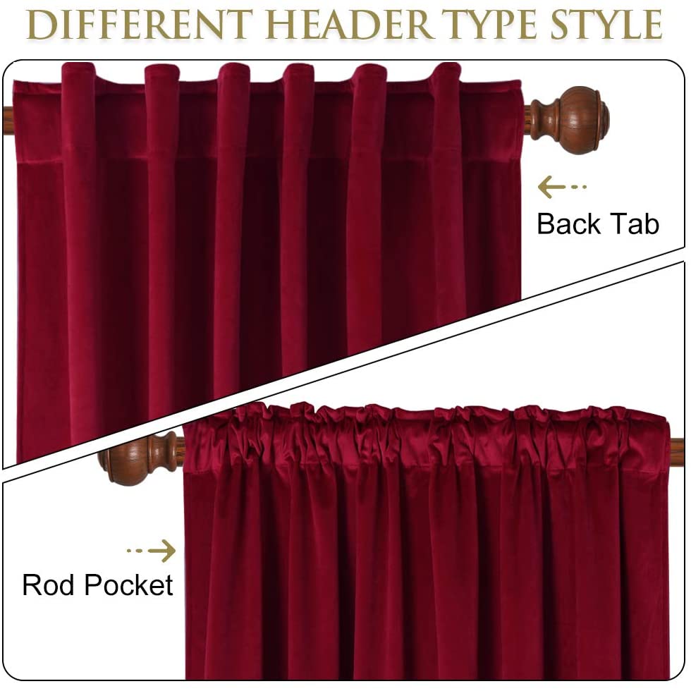 Luxury Velvet Blackout Curtains with Tunnel and Loops - Set of 2 Panels - Premium Velour Window Decoration for Living Room and Bedroom | Sansoti