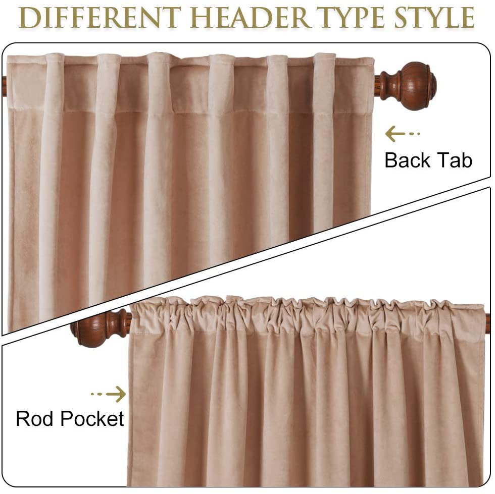 Luxury Velvet Blackout Curtains with Tunnel and Loops - Set of 2 Panels - Premium Velour Window Decoration for Living Room and Bedroom | Sansoti