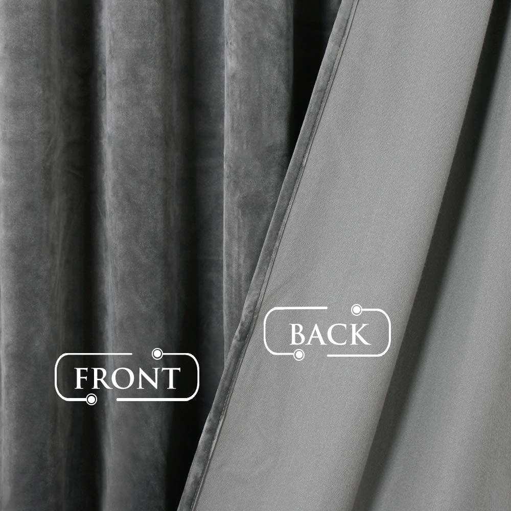 Luxury Velvet Blackout Curtains with Tunnel and Loops - Set of 2 Panels - Premium Velour Window Decoration for Living Room and Bedroom | Sansoti