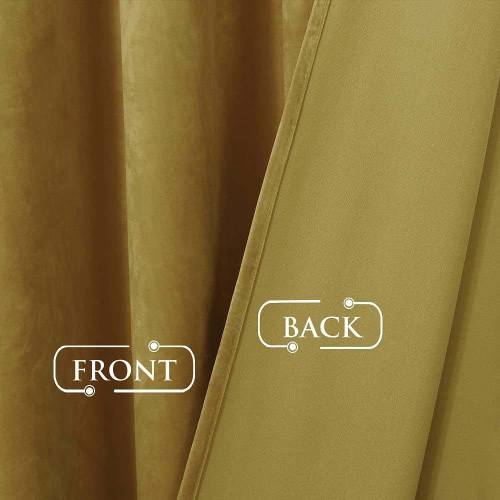 Luxury Velvet Blackout Curtains with Tunnel and Loops - Set of 2 Panels - Premium Velour Window Decoration for Living Room and Bedroom | Sansoti