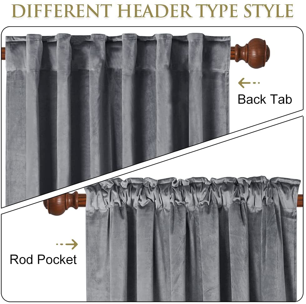 Luxury Velvet Blackout Curtains with Tunnel and Loops - Set of 2 Panels - Premium Velour Window Decoration for Living Room and Bedroom | Sansoti