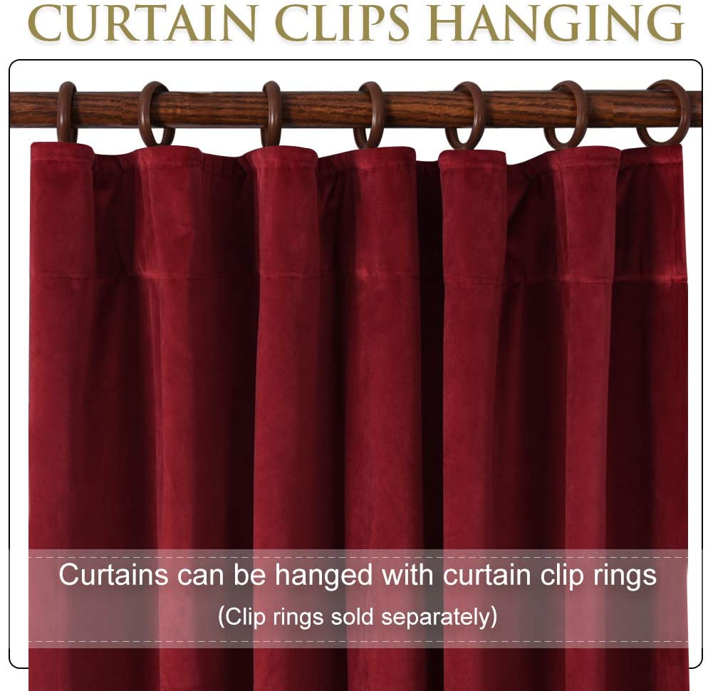 Luxury Velvet Blackout Curtains with Tunnel and Loops - Set of 2 Panels - Premium Velour Window Decoration for Living Room and Bedroom | Sansoti