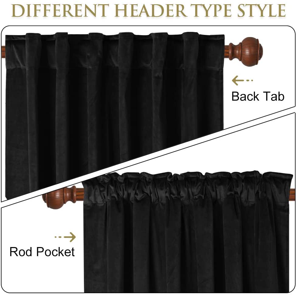 Luxury Velvet Blackout Curtains with Tunnel and Loops - Set of 2 Panels - Premium Velour Window Decoration for Living Room and Bedroom | Sansoti