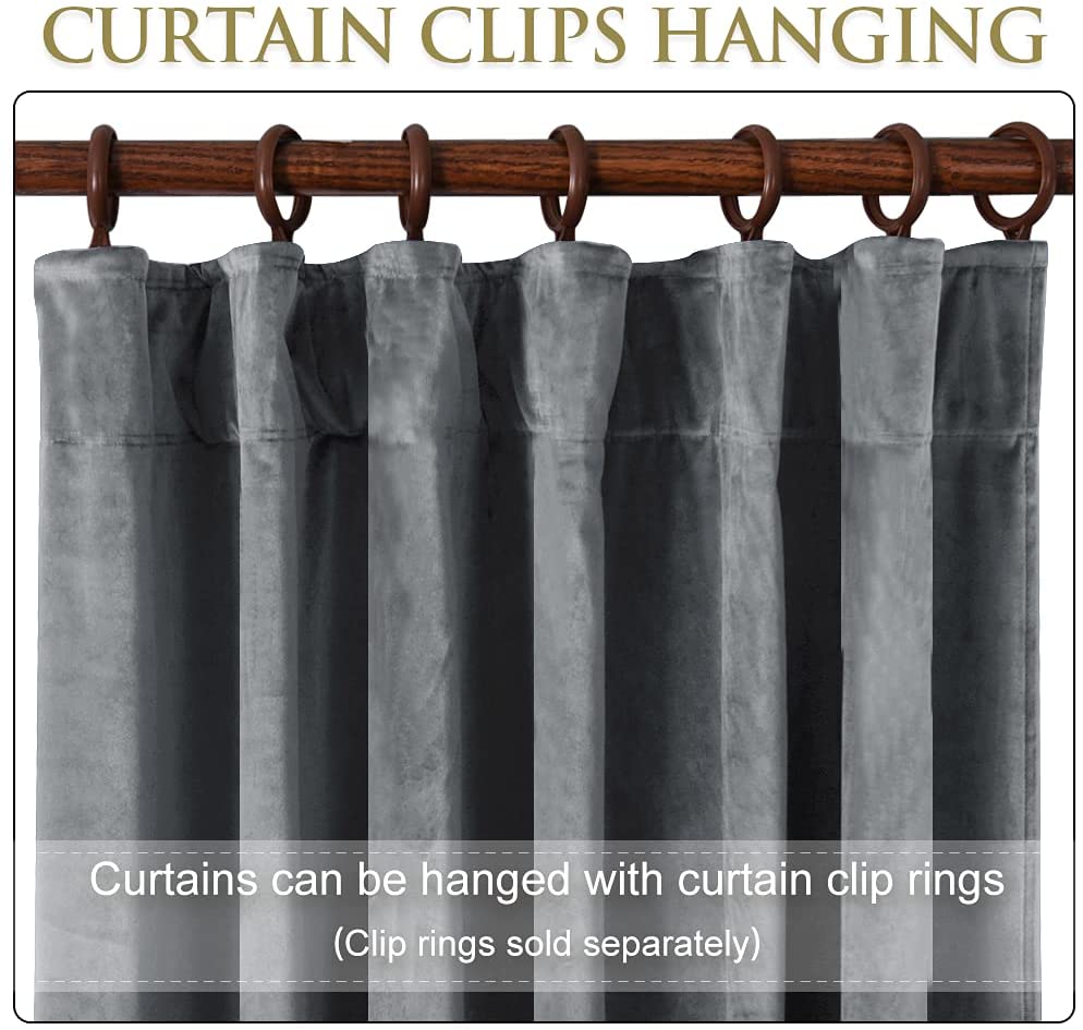 Luxury Velvet Blackout Curtains with Tunnel and Loops - Set of 2 Panels - Premium Velour Window Decoration for Living Room and Bedroom | Sansoti