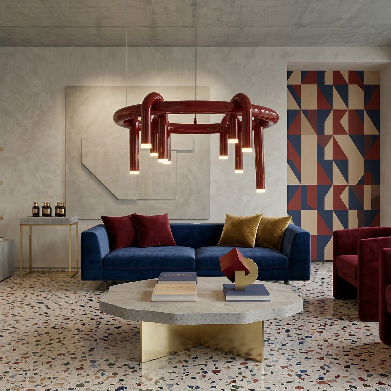 Rosso U-vormige Kroonluchter — Moderne Metalen Hanglamp met LED-Verlichting | Sansoti