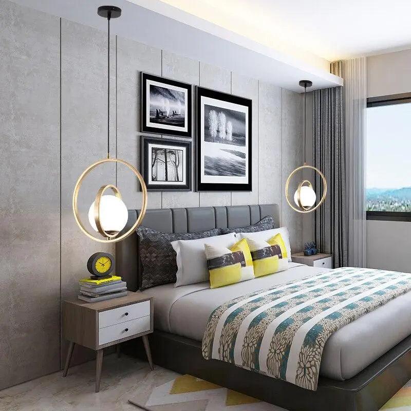 Draaibare Gouden Hanglamp met Verstelbare Ringen – Moderne Verlichting voor Woonkamer | Sansoti