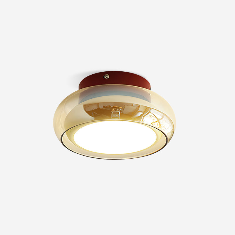 Plafondlamp Cognac Glas Metaal Rood Accent 3 Lichtkleuren LED Woonkamer Slaapkamer Luxe | Sansoti