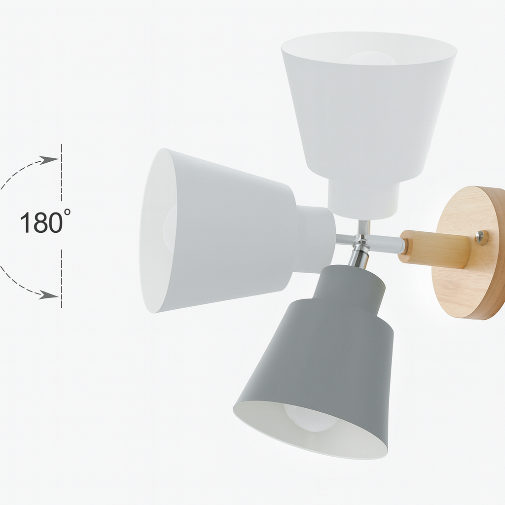 Wandlamp Metaal Hout Trekschakelaar 180° Draaibaar E27 Leeslamp Slaapkamer | Sansoti
