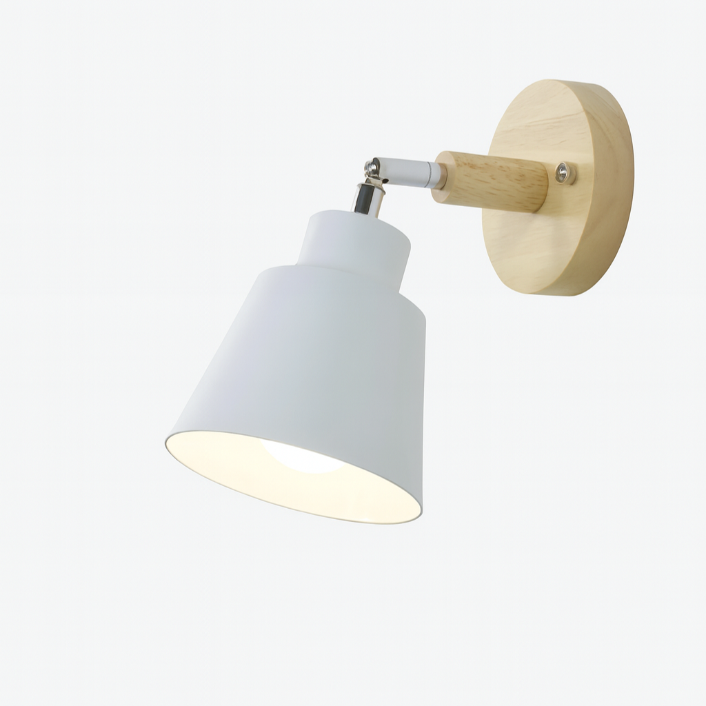 Wandlamp Metaal Hout Trekschakelaar 180° Draaibaar E27 Leeslamp Slaapkamer | Sansoti