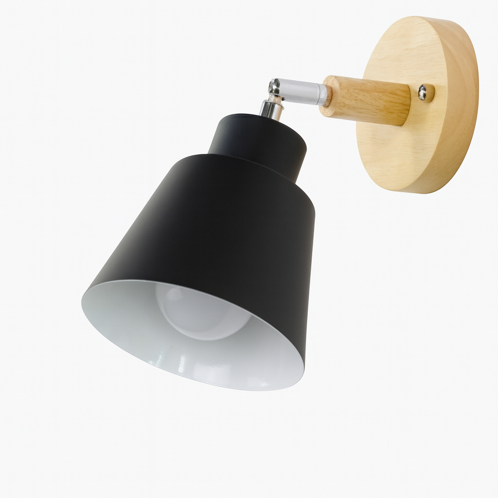 Wandlamp Metaal Hout Trekschakelaar 180° Draaibaar E27 Leeslamp Slaapkamer | Sansoti