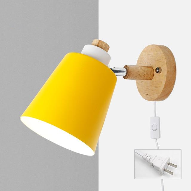 Wandlamp Hout Metaal Draaibaar E27 Leeslamp Slaapkamer Woonkamer Scandinavisch | Sansoti