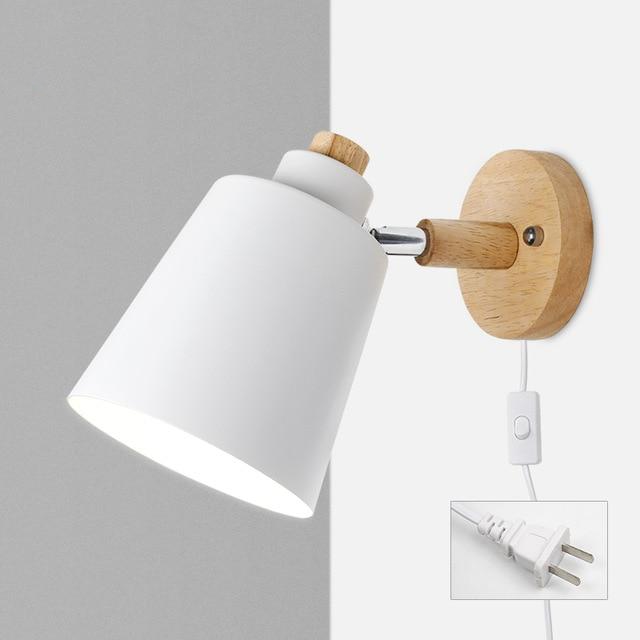 Wandlamp Hout Metaal Draaibaar E27 Leeslamp Slaapkamer Woonkamer Scandinavisch | Sansoti