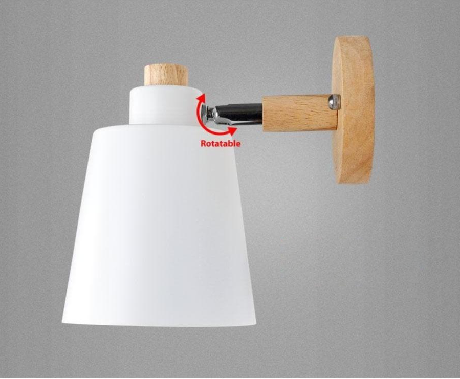Wandlamp Hout Metaal Draaibaar E27 Leeslamp Slaapkamer Woonkamer Scandinavisch | Sansoti