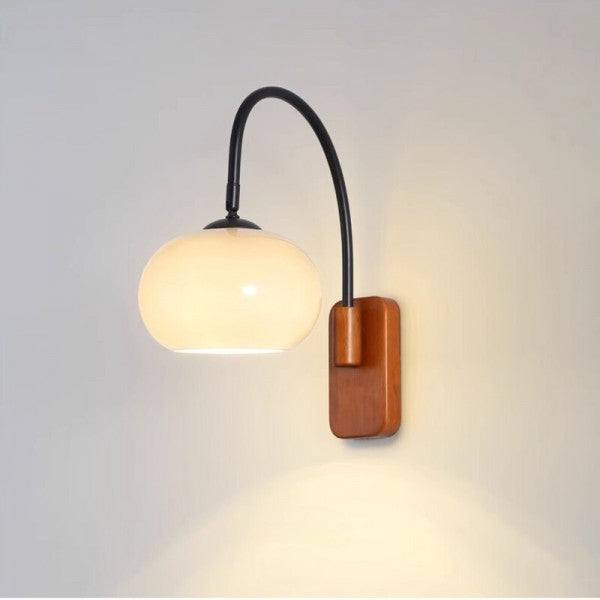 Applique murale en verre orientable avec spot sphérique réglable, éclairage LED E27 pour coin lecture et intérieur chaleureux | Sansoti