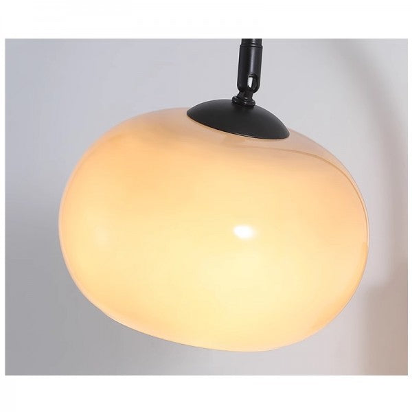 Applique murale en verre orientable avec spot sphérique réglable, éclairage LED E27 pour coin lecture et intérieur chaleureux | Sansoti