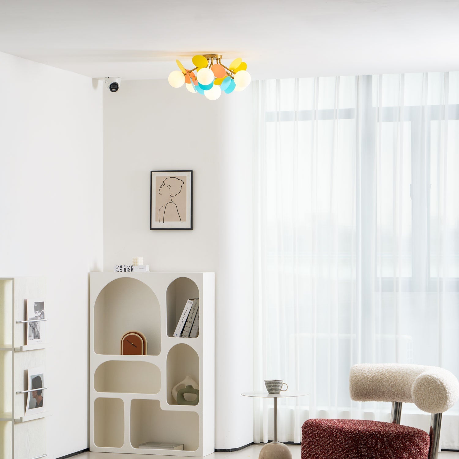 Ronde Plafondlamp met Acryl Bladeren – Macaron Pastelkleuren – 1, 4, 6 of 8 Lichtpunten – G9 Fitting – Scandinavisch Design voor Kinderkamer, Woonkamer en Kantoor | Sansoti