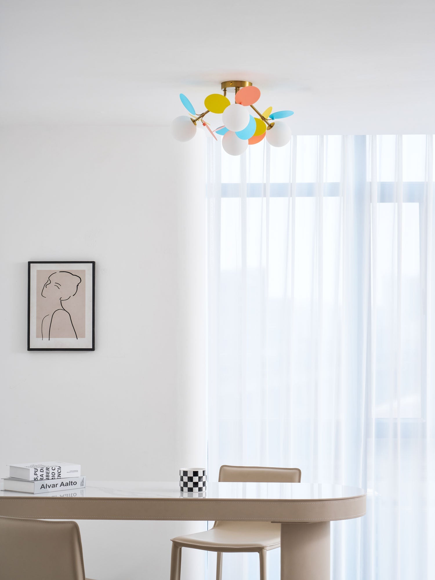 Ronde Plafondlamp met Acryl Bladeren – Macaron Pastelkleuren – 1, 4, 6 of 8 Lichtpunten – G9 Fitting – Scandinavisch Design voor Kinderkamer, Woonkamer en Kantoor | Sansoti