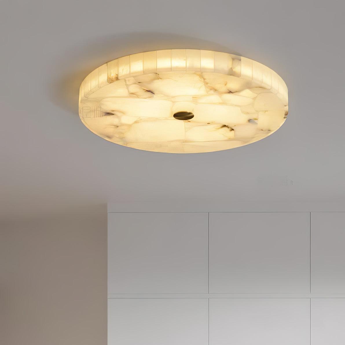 Ronde Plafondlamp Albast Mozaïek ø40cm Natuursteen Dimbaar Geïntegreerde LED Warm Wit 3000K Plafondverlichting Scandinavisch Design Woon- Slaapkamer Eetkamer Entree Inbouwlamp | Sansoti