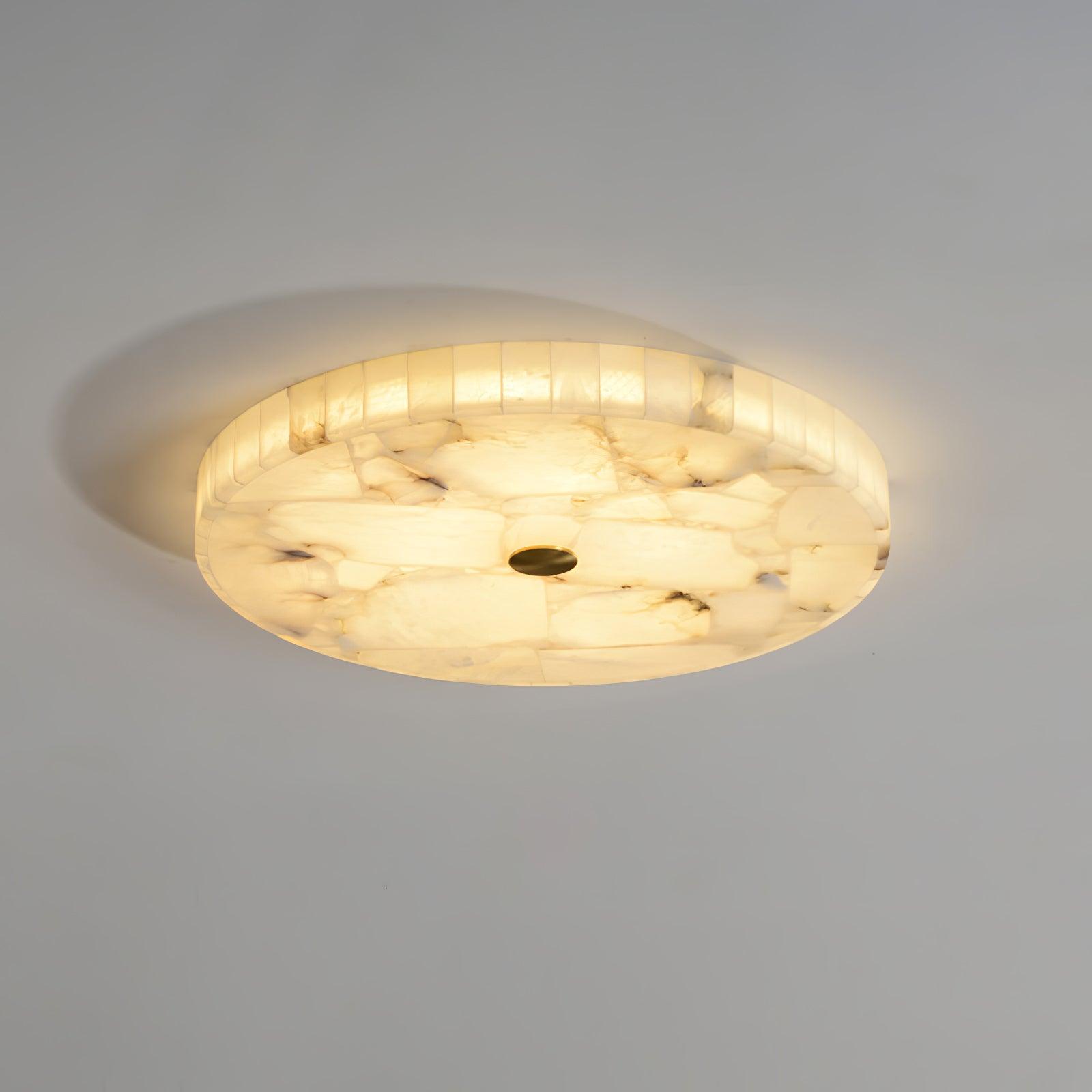 Ronde Plafondlamp Albast Mozaïek ø40cm Natuursteen Dimbaar Geïntegreerde LED Warm Wit 3000K Plafondverlichting Scandinavisch Design Woon- Slaapkamer Eetkamer Entree Inbouwlamp | Sansoti