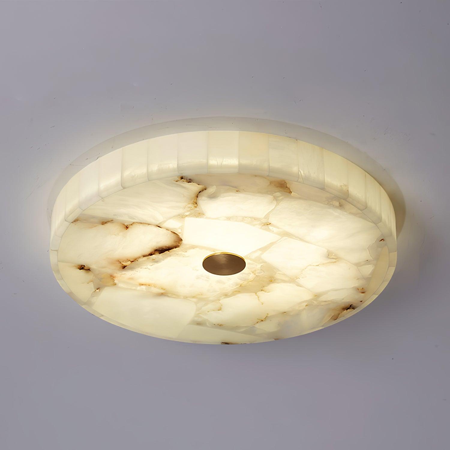 Ronde Plafondlamp Albast Mozaïek ø40cm Natuursteen Dimbaar Geïntegreerde LED Warm Wit 3000K Plafondverlichting Scandinavisch Design Woon- Slaapkamer Eetkamer Entree Inbouwlamp | Sansoti