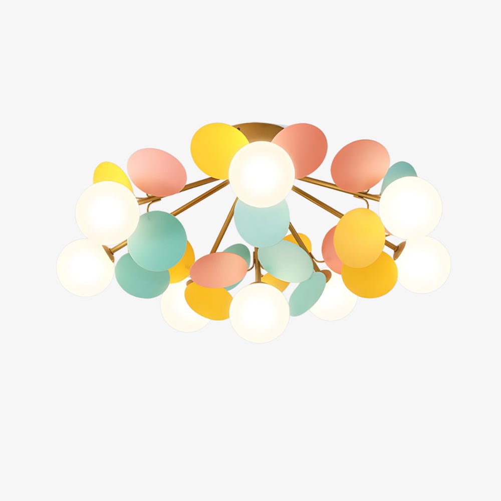 Ronde Plafondlamp met Acryl Bladeren – Macaron Pastelkleuren – 1, 4, 6 of 8 Lichtpunten – G9 Fitting – Scandinavisch Design voor Kinderkamer, Woonkamer en Kantoor | Sansoti