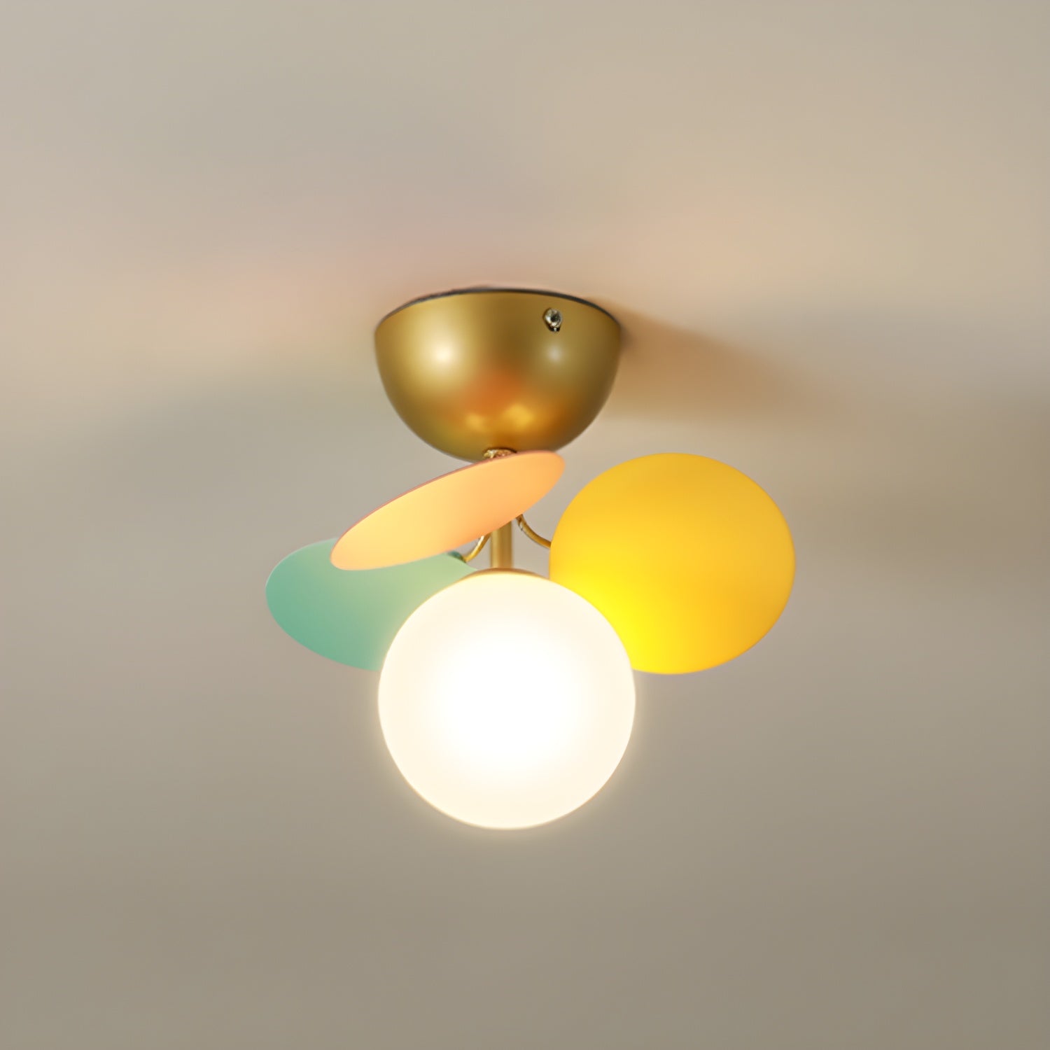 Ronde Plafondlamp met Acryl Bladeren – Macaron Pastelkleuren – 1, 4, 6 of 8 Lichtpunten – G9 Fitting – Scandinavisch Design voor Kinderkamer, Woonkamer en Kantoor | Sansoti