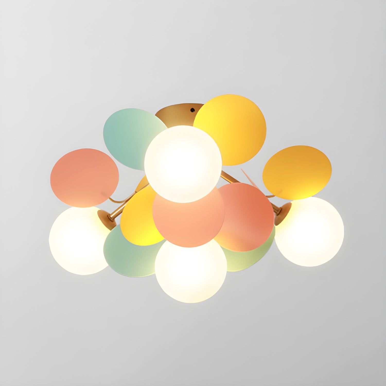 Ronde Plafondlamp met Acryl Bladeren – Macaron Pastelkleuren – 1, 4, 6 of 8 Lichtpunten – G9 Fitting – Scandinavisch Design voor Kinderkamer, Woonkamer en Kantoor | Sansoti