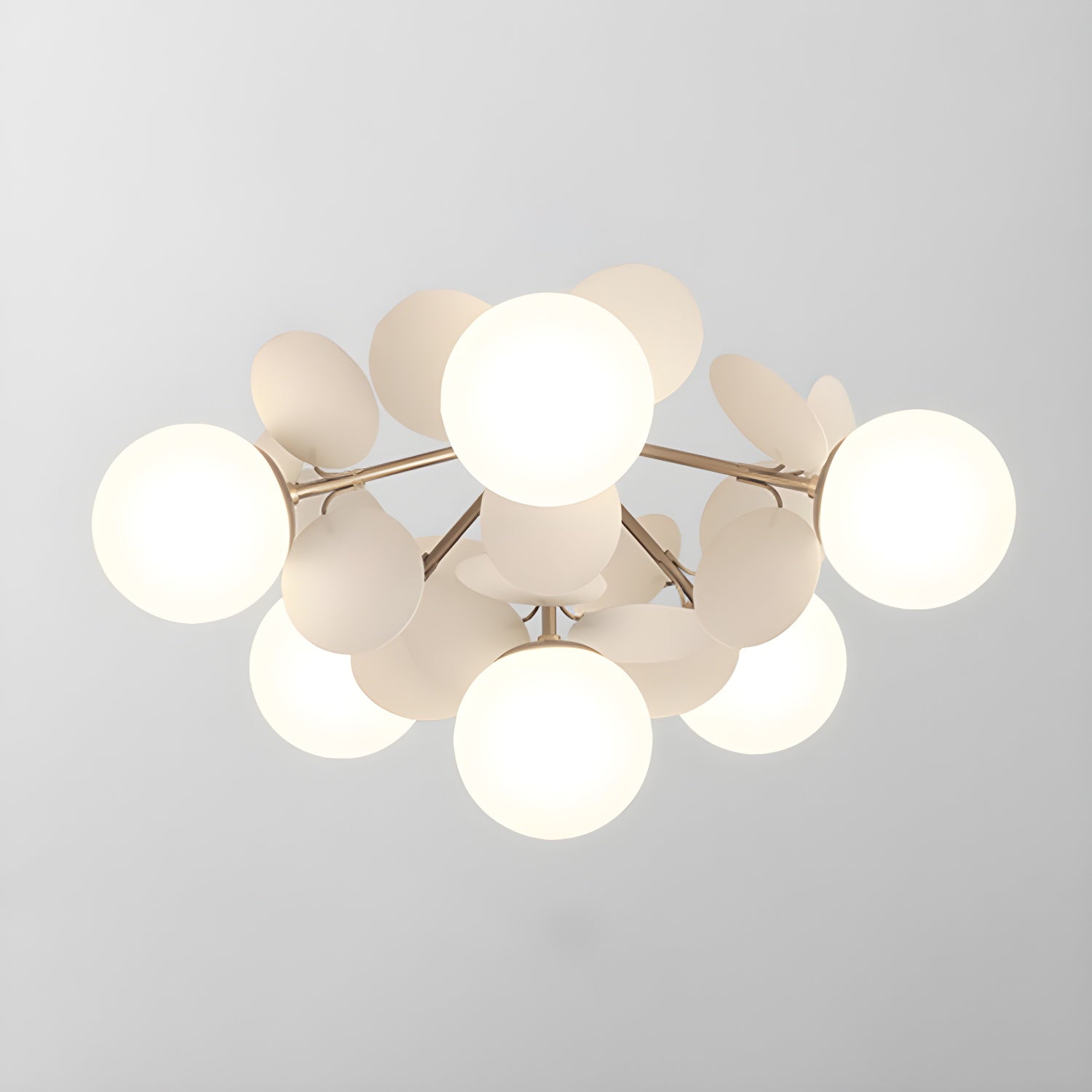 Ronde Plafondlamp met Acryl Bladeren – Macaron Pastelkleuren – 1, 4, 6 of 8 Lichtpunten – G9 Fitting – Scandinavisch Design voor Kinderkamer, Woonkamer en Kantoor | Sansoti