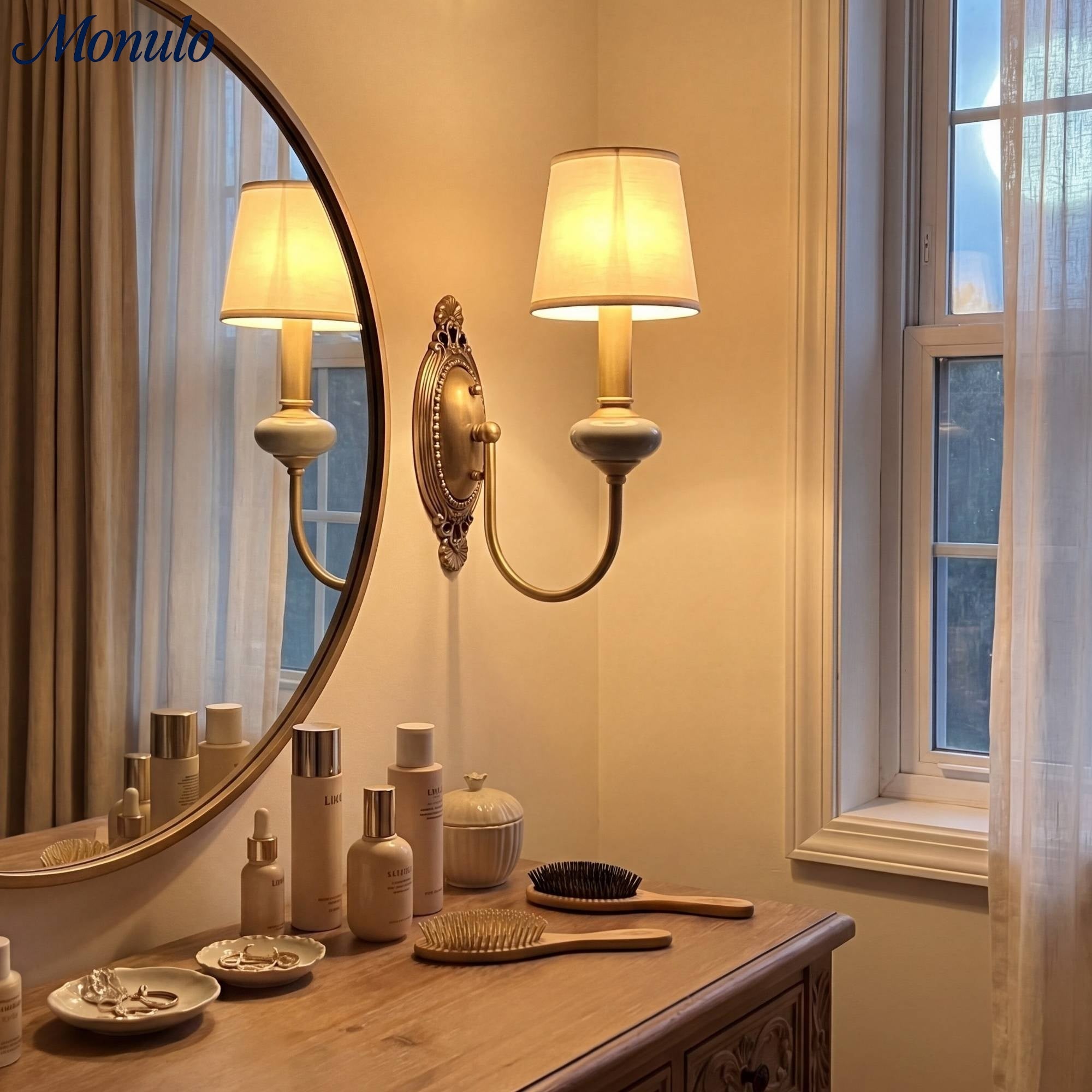 Keramische wandlamp met stoffen kap - 1 of 2 lichtpunten - E27 - diverse kleuren & stijlen | Sansoti