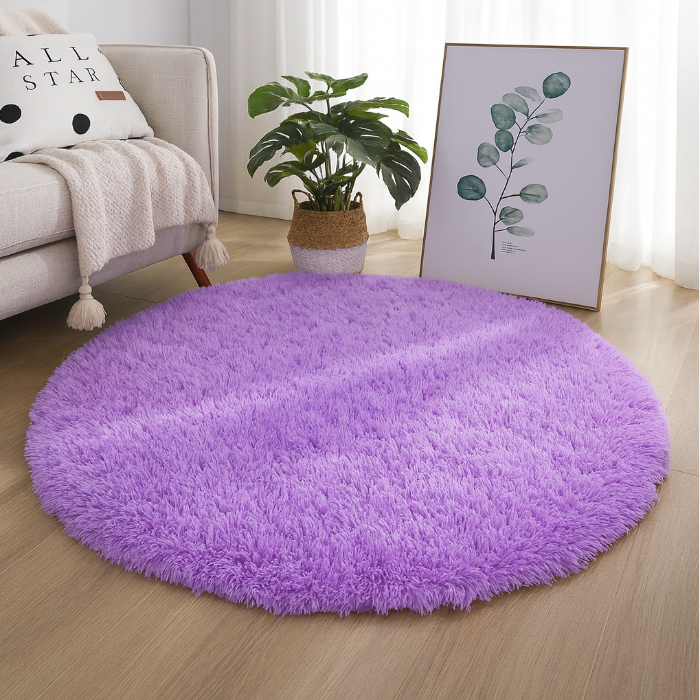 Rond Vloerkleed Velvet Neutrale Tinten Meerdere Maten Woonkamer Slaapkamer | Sansoti
