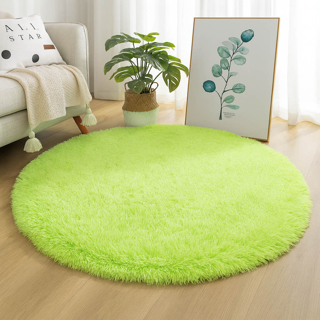 Rond Vloerkleed Velvet Neutrale Tinten Meerdere Maten Woonkamer Slaapkamer | Sansoti