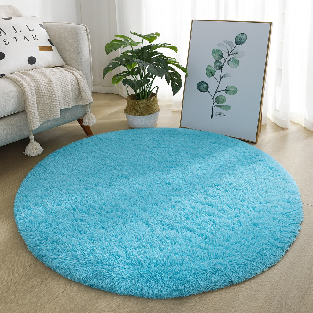 Rond Vloerkleed Velvet Neutrale Tinten Meerdere Maten Woonkamer Slaapkamer | Sansoti