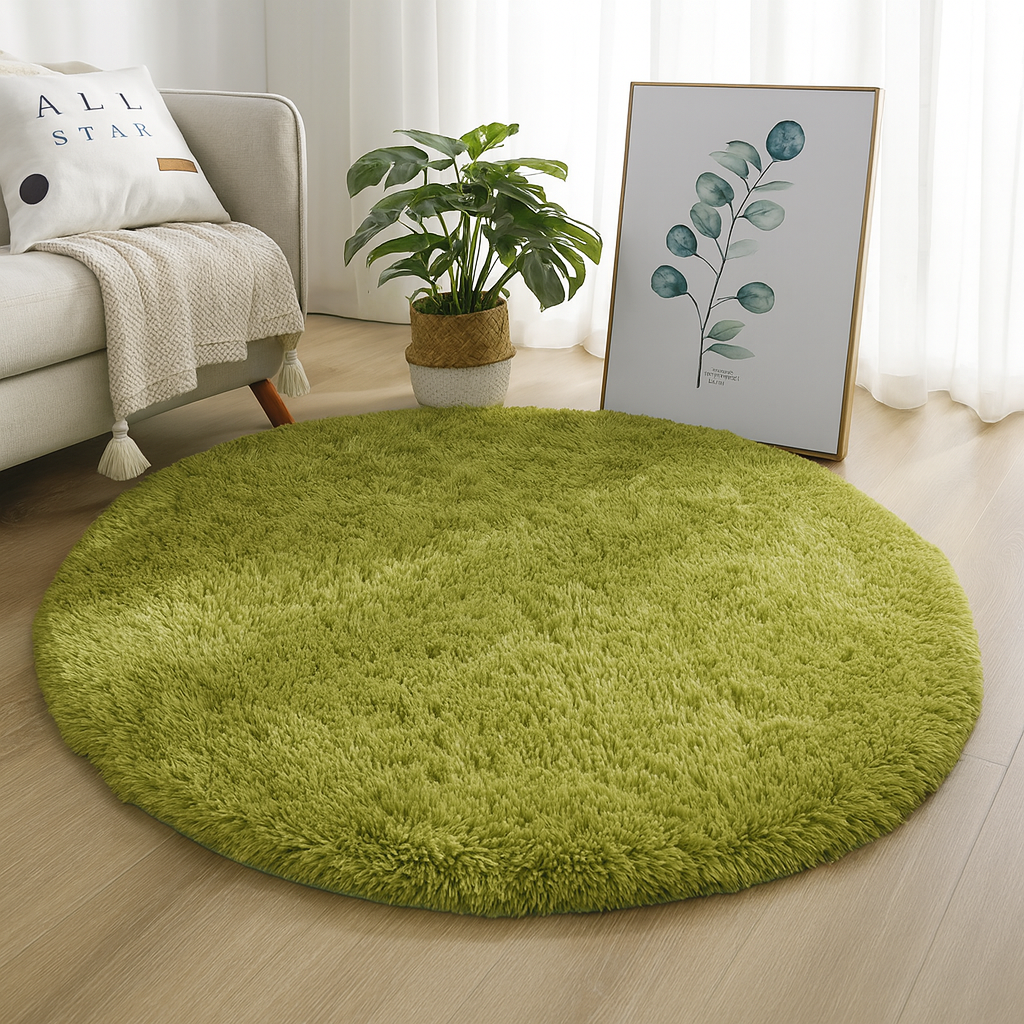 Rond Vloerkleed Velvet Neutrale Tinten Meerdere Maten Woonkamer Slaapkamer | Sansoti