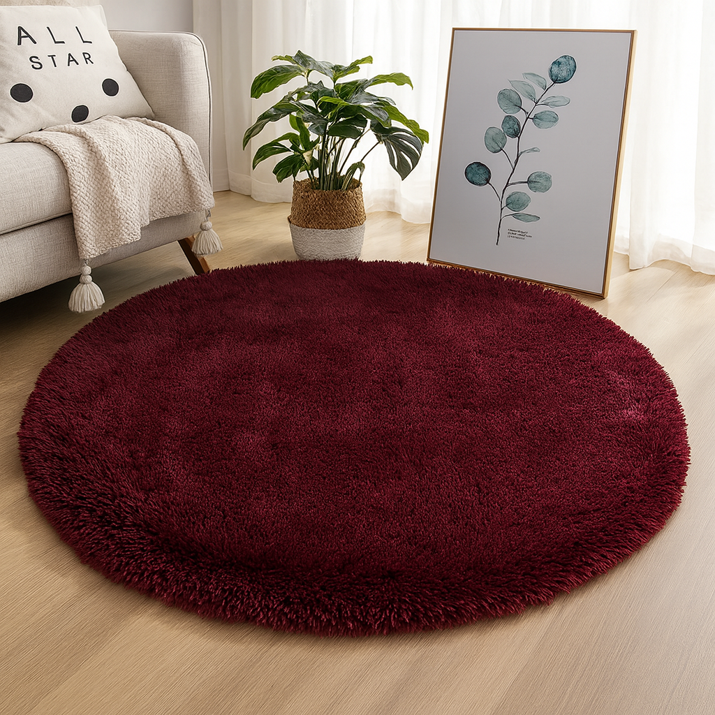 Rond Vloerkleed Velvet Neutrale Tinten Meerdere Maten Woonkamer Slaapkamer | Sansoti
