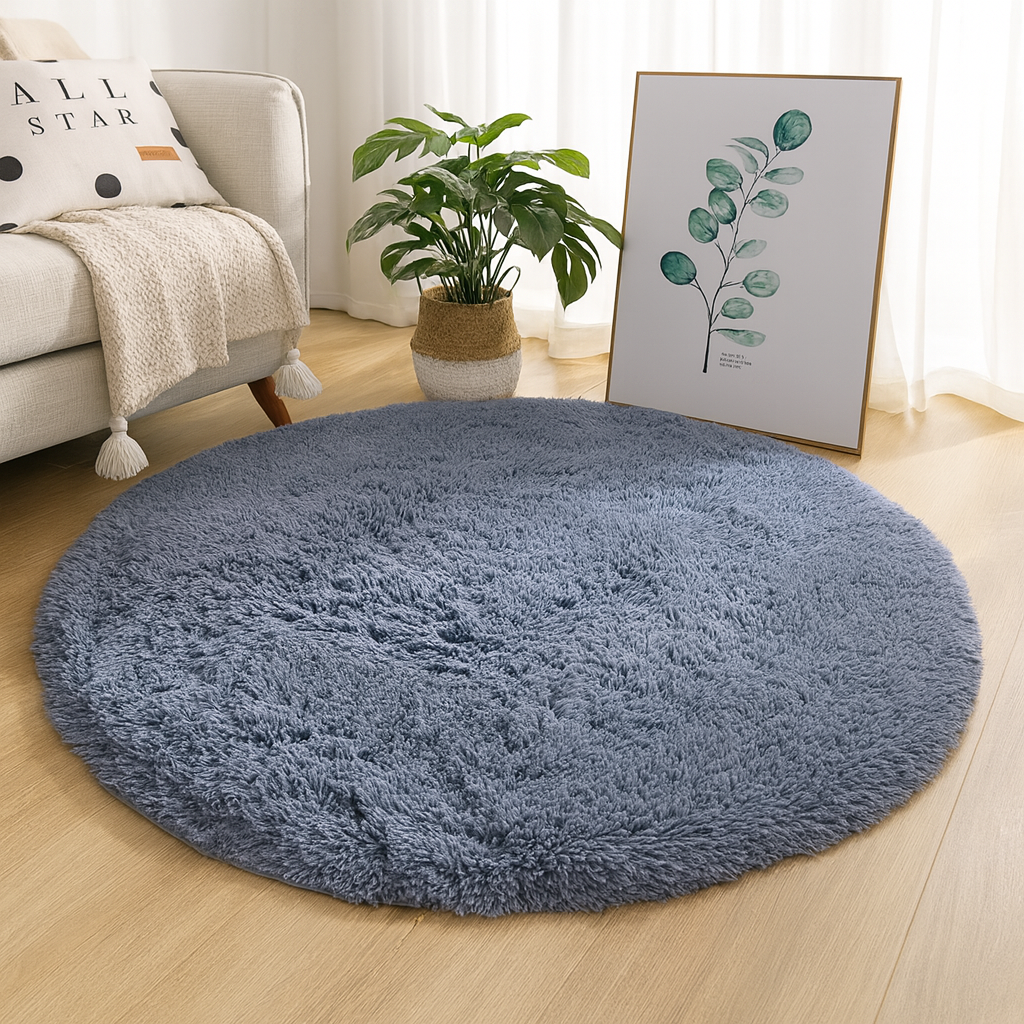 Rond Vloerkleed Velvet Neutrale Tinten Meerdere Maten Woonkamer Slaapkamer | Sansoti