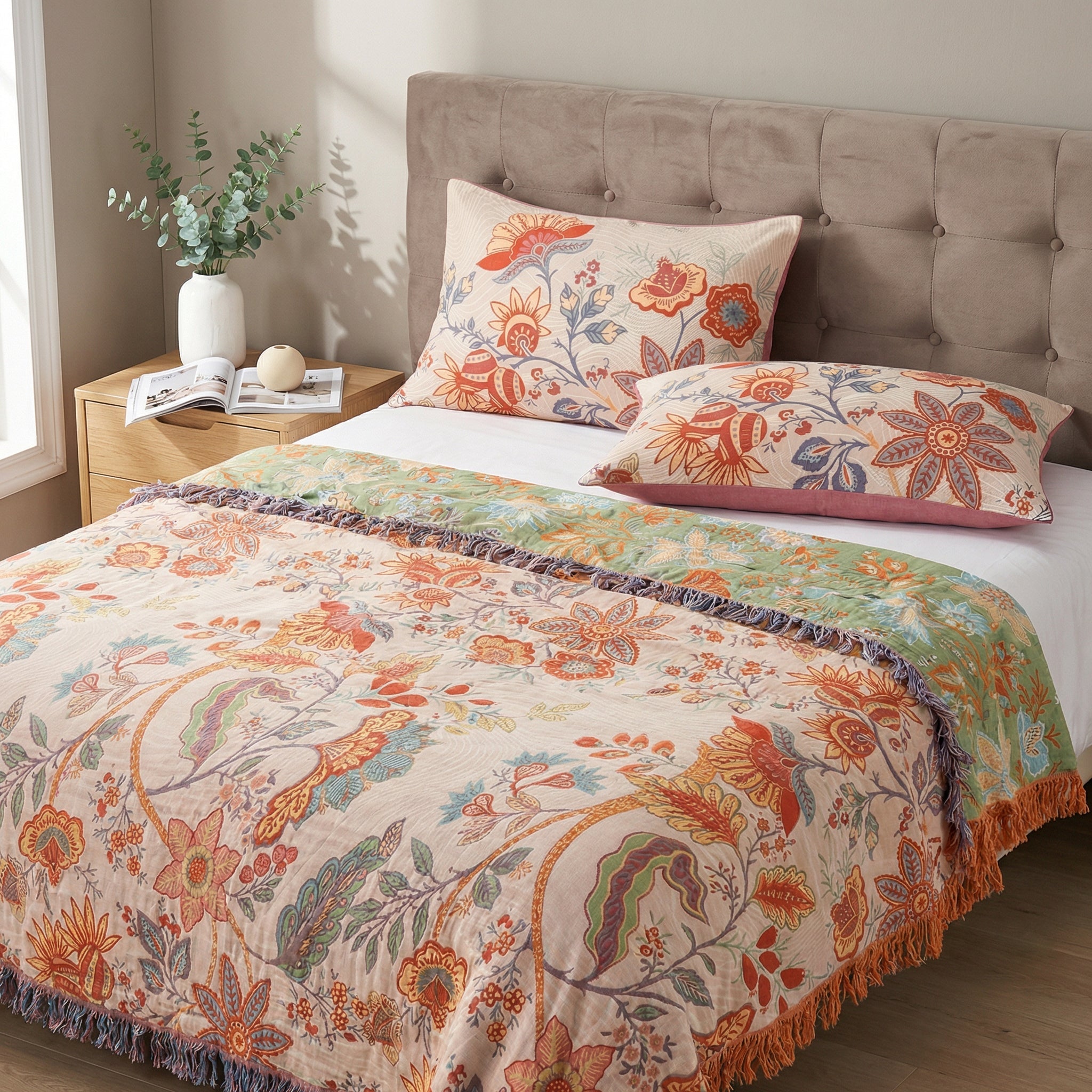 Rustiek Bloemen Kussenslopen Set van 2 | Boho Katoenen Kussenovertrekken 51x76cm | Sansoti