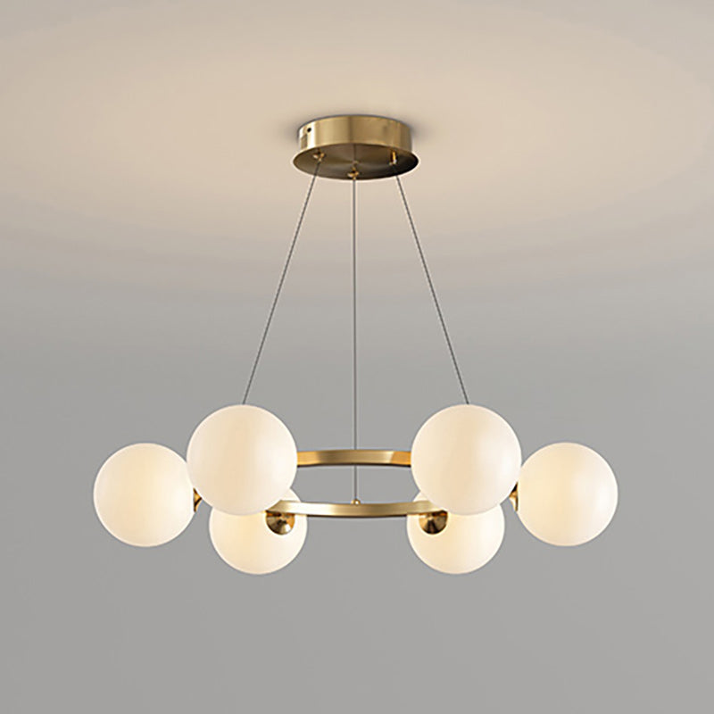 Moderne Kroonluchter met Glazen Kappen – Stijlvol Metalen Design voor Eetkamer Woonkamer Slaapkamer Restaurant | Sansoti