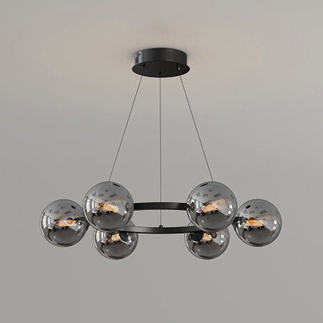 Moderne Kroonluchter met Glazen Kappen – Stijlvol Metalen Design voor Eetkamer Woonkamer Slaapkamer Restaurant | Sansoti