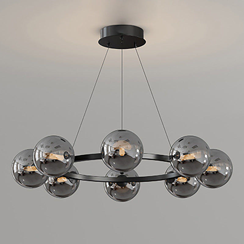 Moderne Kroonluchter met Glazen Kappen – Stijlvol Metalen Design voor Eetkamer Woonkamer Slaapkamer Restaurant | Sansoti