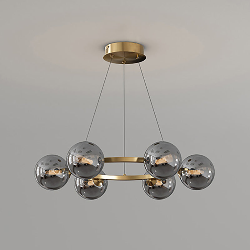 Moderne Kroonluchter met Glazen Kappen – Stijlvol Metalen Design voor Eetkamer Woonkamer Slaapkamer Restaurant | Sansoti