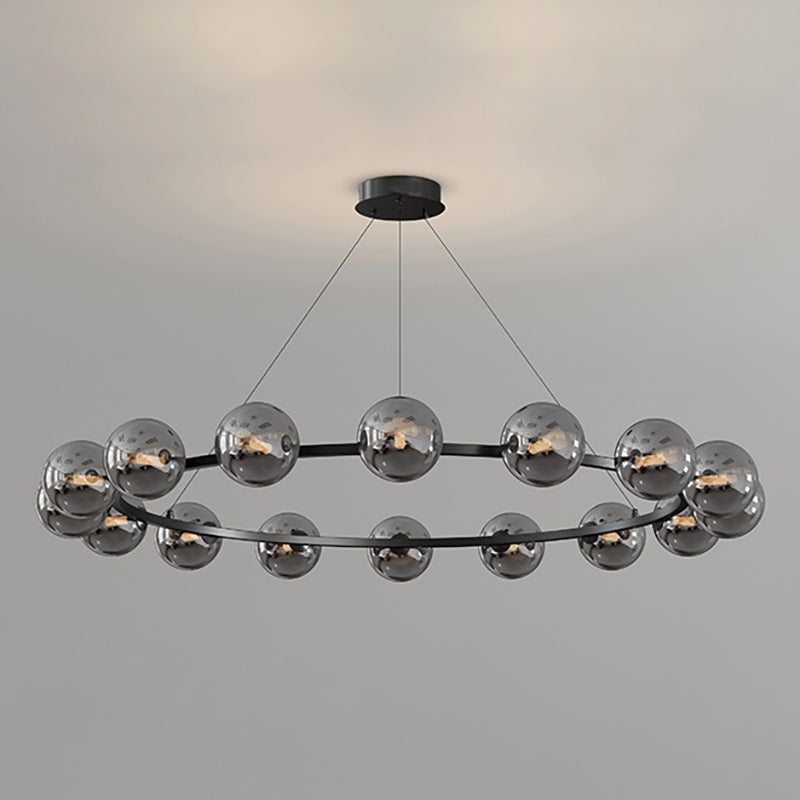 Moderne Kroonluchter met Glazen Kappen – Stijlvol Metalen Design voor Eetkamer Woonkamer Slaapkamer Restaurant | Sansoti