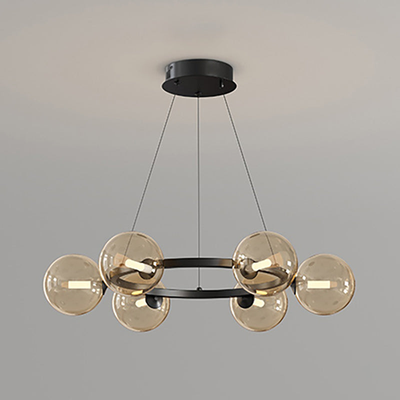Moderne Kroonluchter met Glazen Kappen – Stijlvol Metalen Design voor Eetkamer Woonkamer Slaapkamer Restaurant | Sansoti