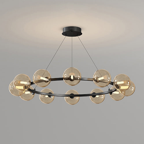 Moderne Kroonluchter met Glazen Kappen – Stijlvol Metalen Design voor Eetkamer Woonkamer Slaapkamer Restaurant | Sansoti