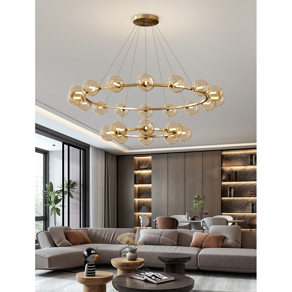 Moderne Kroonluchter met Glazen Kappen – Stijlvol Metalen Design voor Eetkamer Woonkamer Slaapkamer Restaurant | Sansoti