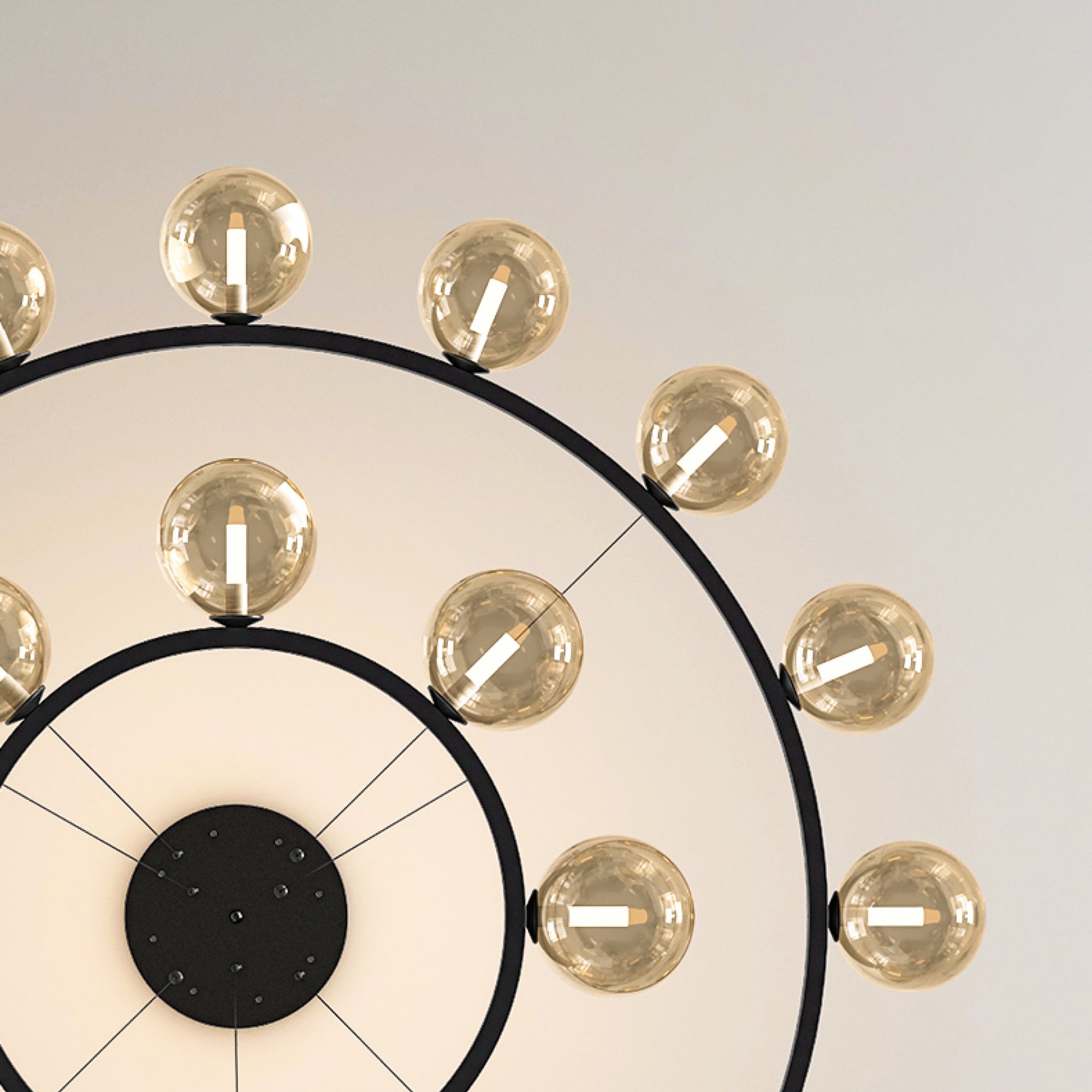 Moderne Kroonluchter met Glazen Kappen – Stijlvol Metalen Design voor Eetkamer Woonkamer Slaapkamer Restaurant | Sansoti