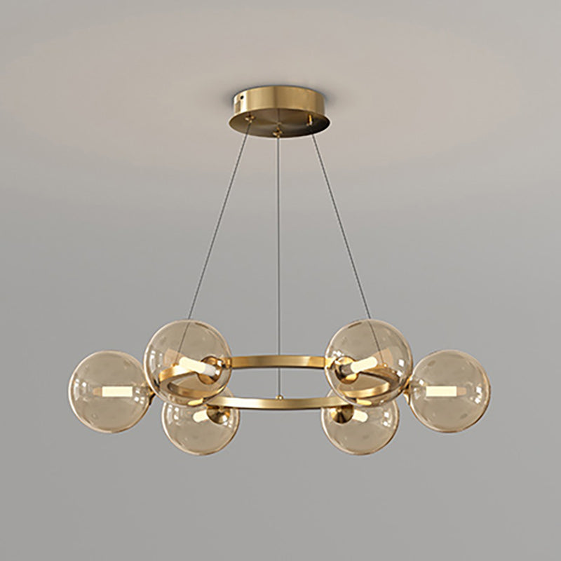 Moderne Kroonluchter met Glazen Kappen – Stijlvol Metalen Design voor Eetkamer Woonkamer Slaapkamer Restaurant | Sansoti