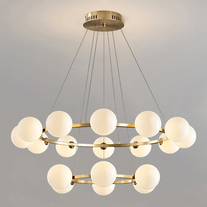 Moderne Kroonluchter met Glazen Kappen – Stijlvol Metalen Design voor Eetkamer Woonkamer Slaapkamer Restaurant | Sansoti