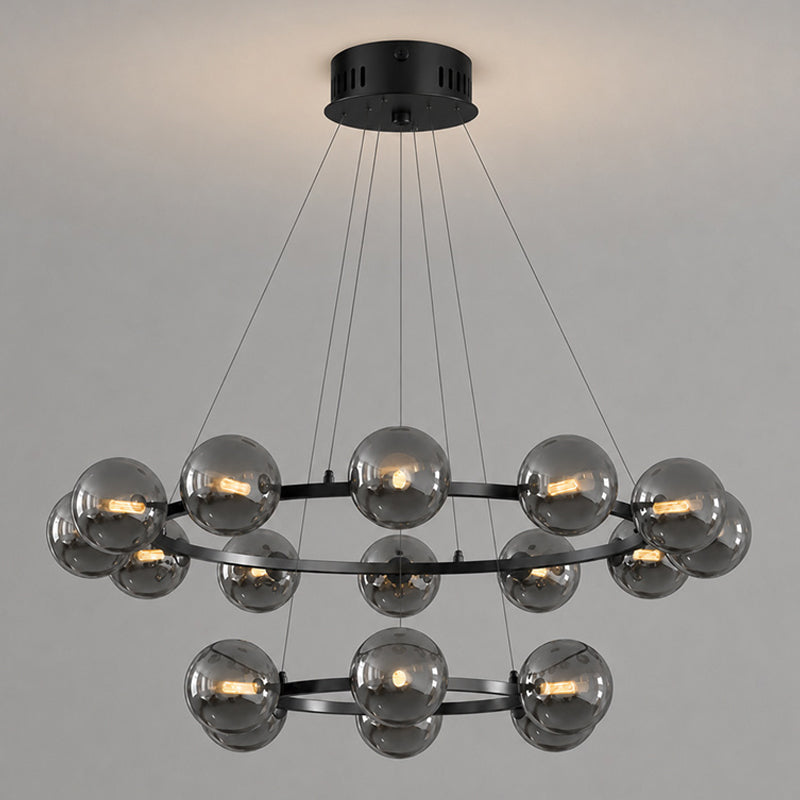 Moderne Kroonluchter met Glazen Kappen – Stijlvol Metalen Design voor Eetkamer Woonkamer Slaapkamer Restaurant | Sansoti